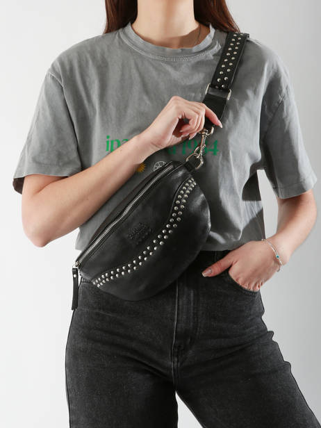 Sac Banane Cuir Basilic pepper Noir glam BGLA32 vue secondaire 1