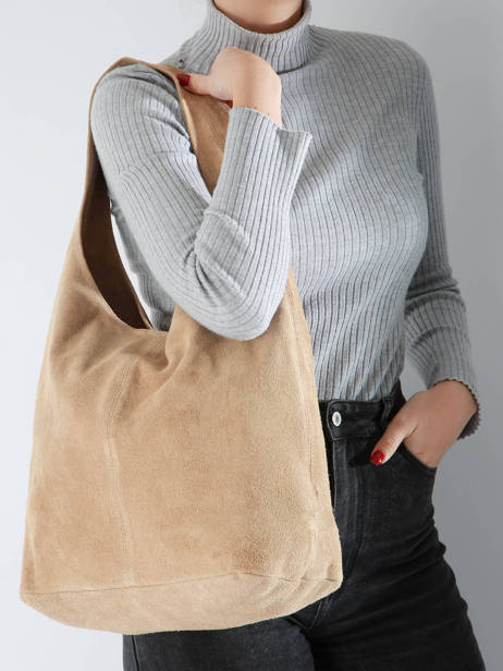 Sac Porté épaule Velvet Cuir Milano Beige velvet VE24062B vue secondaire 2