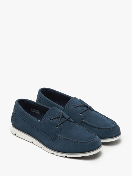 Mocassins Grafton Bay Lace Up En Cuir Timberland Bleu men 42X7EP31 vue secondaire 2