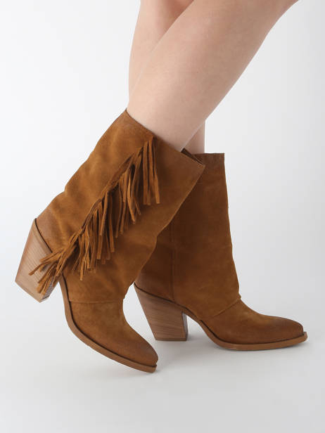 Santiags En Cuir Metisse Marron women XD2048 vue secondaire 1