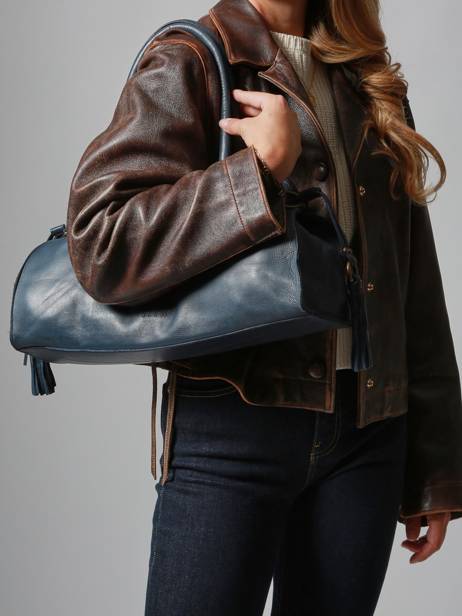 Sac Porté épaule Cow Cuir Basilic pepper Bleu cow BCOW84 vue secondaire 1