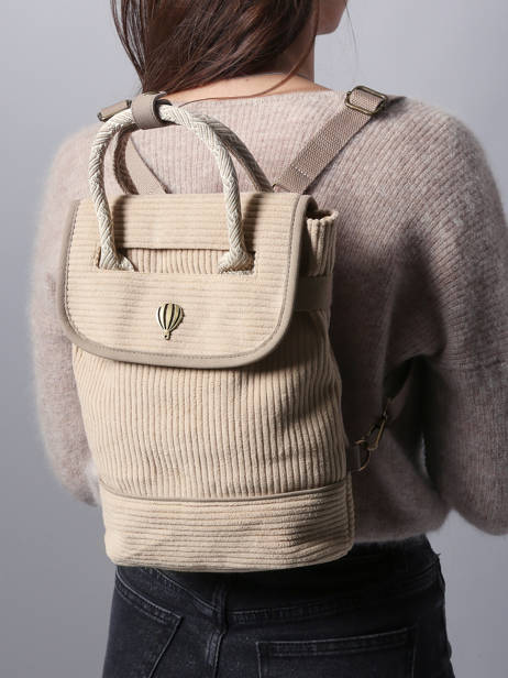 Sac à Dos Le voyage en panier Marron velours AHP241 vue secondaire 1