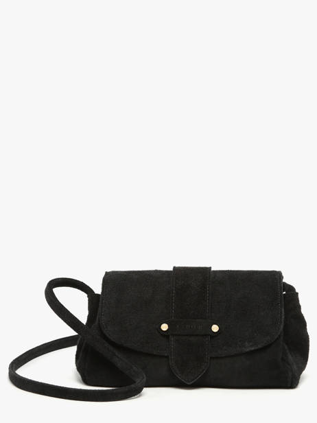 Sac Bandoulière S Agnes Cuir Velours Etrier Noir agnes EAGV205S