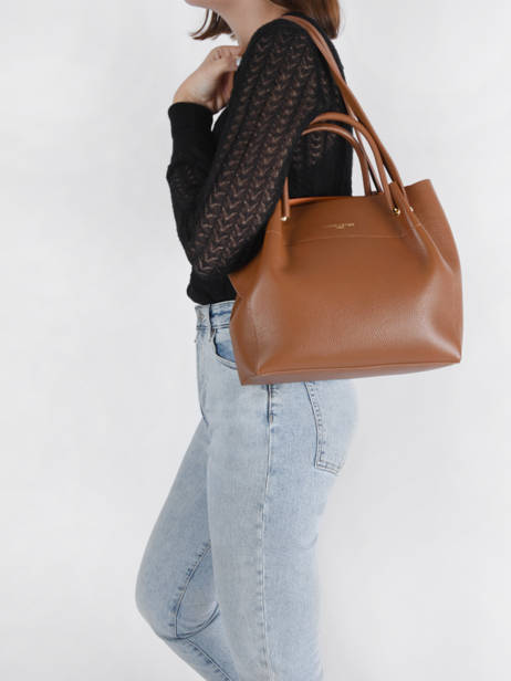 Sac Shopping Foulonne Double Cuir Lancaster Marron foulonne double louisa 20 vue secondaire 1